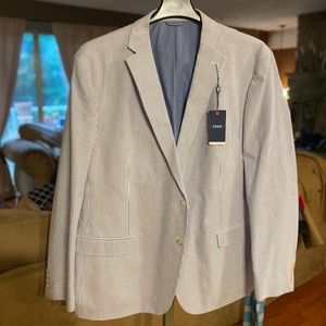 IZOD Seersucker Blazer 52R Baby Blue/White